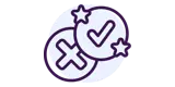 Icon of a correct and incorrect circle overlapping