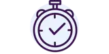 Icon of a stopwatch with a checkmark inside