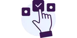 Icon of a hand selecting between three options