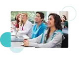A row of smiling healthcare students