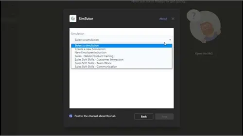 drop-down to build a new simulation